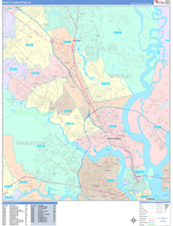 North Charleston Wall Map Color Cast Style 2024
